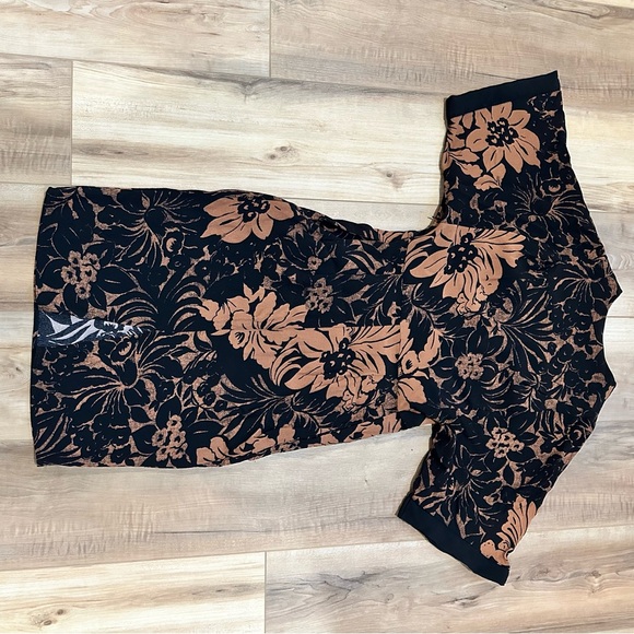 Anthropologie Maeve Kimono Black Orange Fall Pocket Zipper Dress 4 - Picture 9 of 10